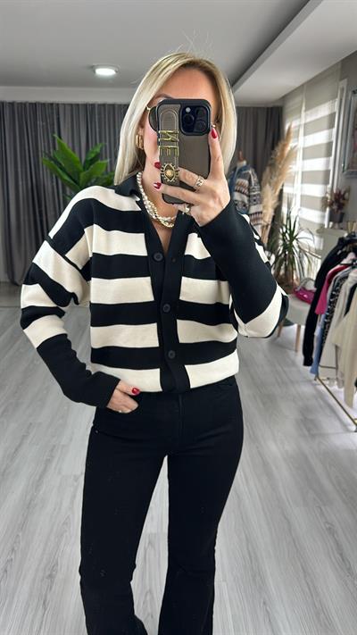 POLO YAKA ÇİZGİLİ TRİKO HIRKA