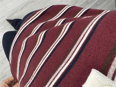 Polo Yaka Çizgili Yumuşacık Bordo Dilvin Triko