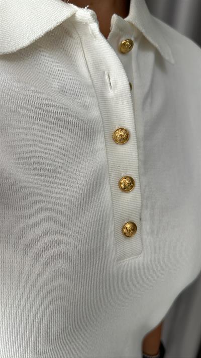 POLO YAKA, DÜĞMELİ, KISAKOL, EKRU TRİKO