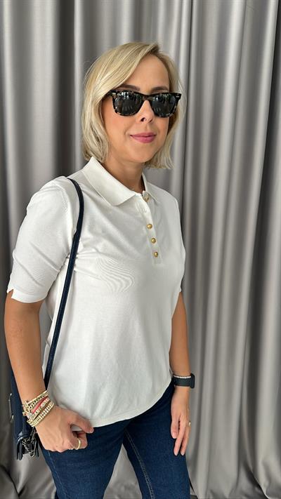 POLO YAKA, DÜĞMELİ, KISAKOL, EKRU TRİKO