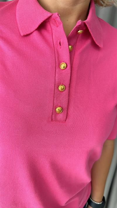 POLO YAKA, DÜĞMELİ, KISAKOL, FUŞYA TRİKO