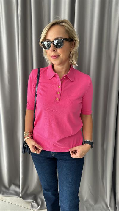 POLO YAKA, DÜĞMELİ, KISAKOL, FUŞYA TRİKO