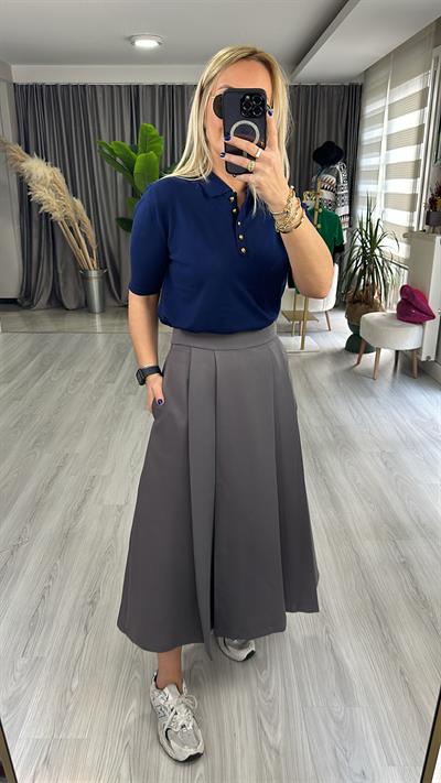 POLO YAKA, DÜĞMELİ, KISAKOL, LACİVERT TRİKO