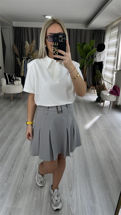 POLO YAKA VATKALI BEYAZ TİŞÖRT