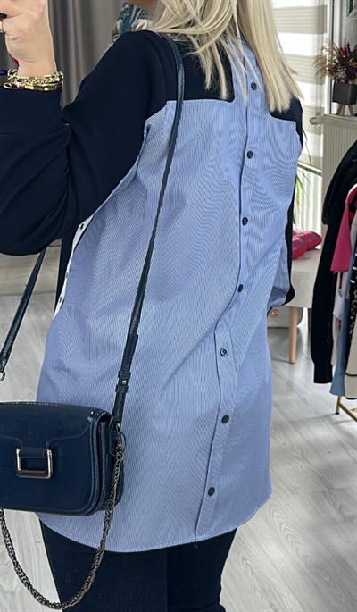 POPLİN DETAYLI LACİVERT SWEAT