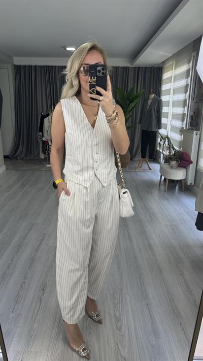 PREMİUM ÇİZGİLİ YELEK PANTOLON TAKIM