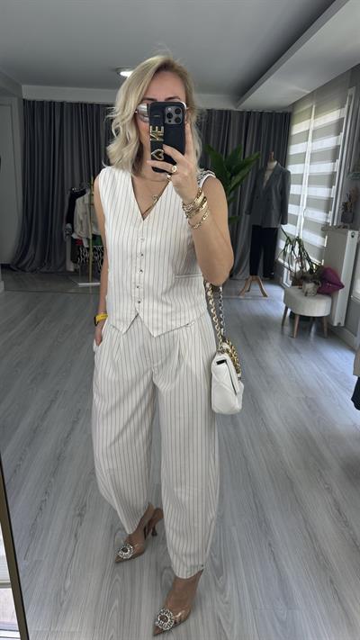 PREMİUM ÇİZGİLİ YELEK PANTOLON TAKIM