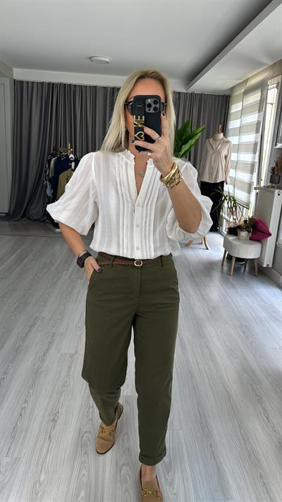 PREMİUM KALİTE BALON KOL EKRU GÖMLEK