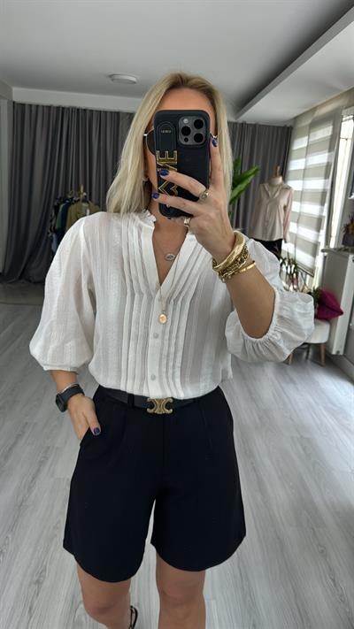 PREMİUM KALİTE BALON KOL EKRU GÖMLEK