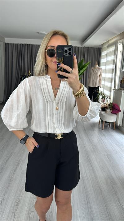 PREMİUM KALİTE BALON KOL EKRU GÖMLEK