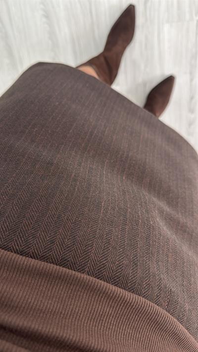 Premium Seri Astarlı Şehir Boy Kahverengi Etek