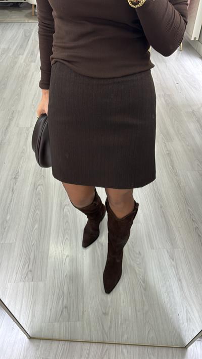 Premium Seri Astarlı Şehir Boy Kahverengi Etek