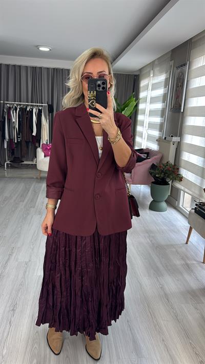 Premium Seri Bordo Blazer Ceket