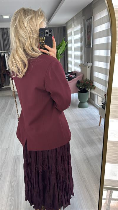 Premium Seri Bordo Blazer Ceket