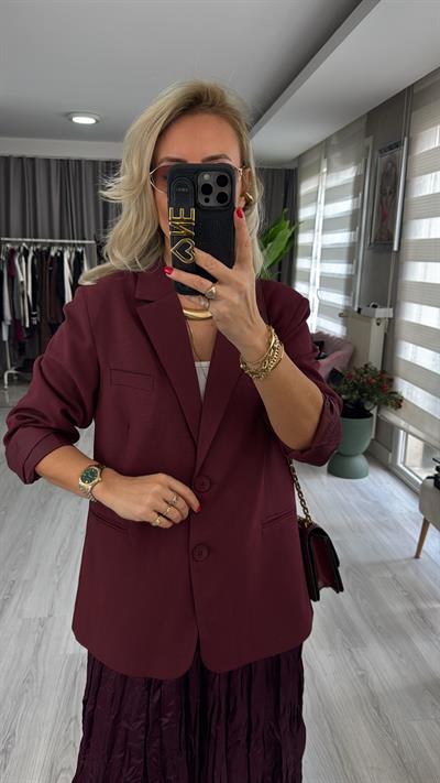 Premium Seri Bordo Blazer Ceket