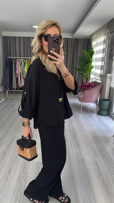 Premium Seri Gömlek Pantolon Siyah Takım
