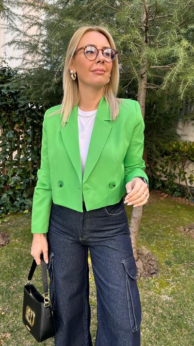 PREMİUM SERİ, KRUVAZE MODEL, TEK DÜĞMELİ YEŞİL CEKET