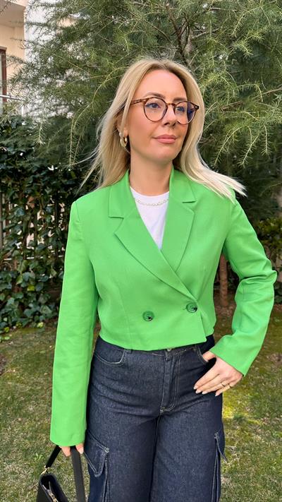 PREMİUM SERİ, KRUVAZE MODEL, TEK DÜĞMELİ YEŞİL CEKET