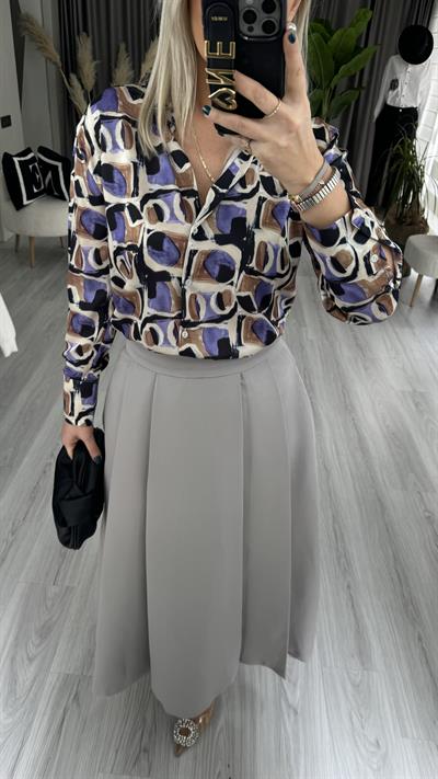 PREMİUM SERİ MOR DESENLİ TOK DOKULU SATEN GÖMLEK