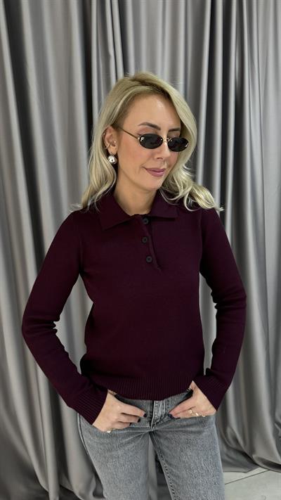 Premium Seri Polo Yaka Bordo Triko