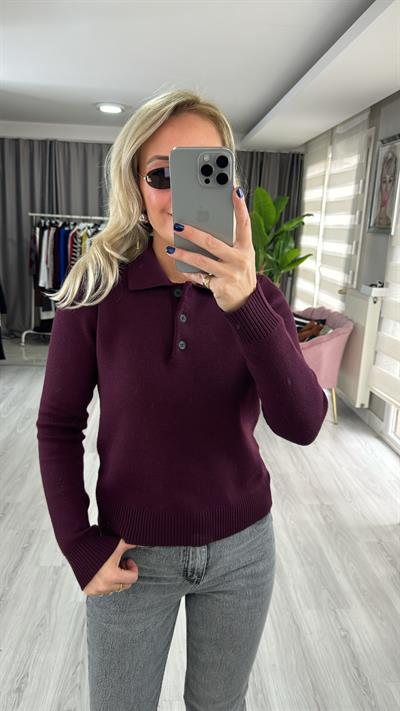 Premium Seri Polo Yaka Bordo Triko