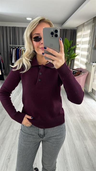 Premium Seri Polo Yaka Bordo Triko