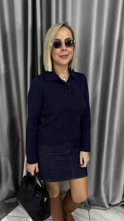 Premium Seri Polo Yaka Lacivert Triko