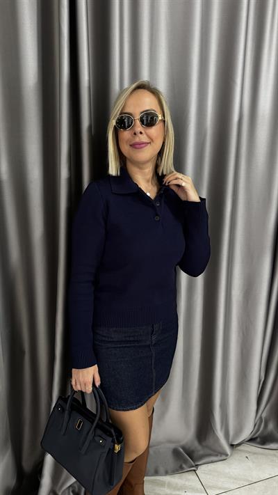 Premium Seri Polo Yaka Lacivert Triko