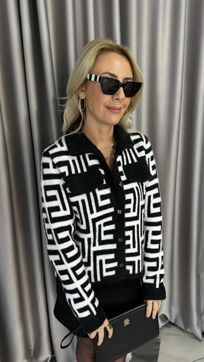 Premium Seri Siyah Beyaz Angora Ceket