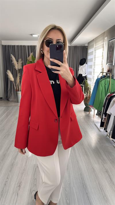 PREMİUM SERİ TEK DÜĞMELİ KIRMIZI CEKET 