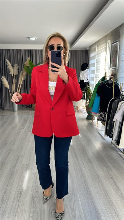 PREMİUM SERİ TEK DÜĞMELİ KIRMIZI CEKET 