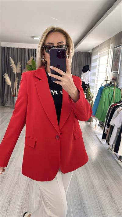 PREMİUM SERİ TEK DÜĞMELİ KIRMIZI CEKET 