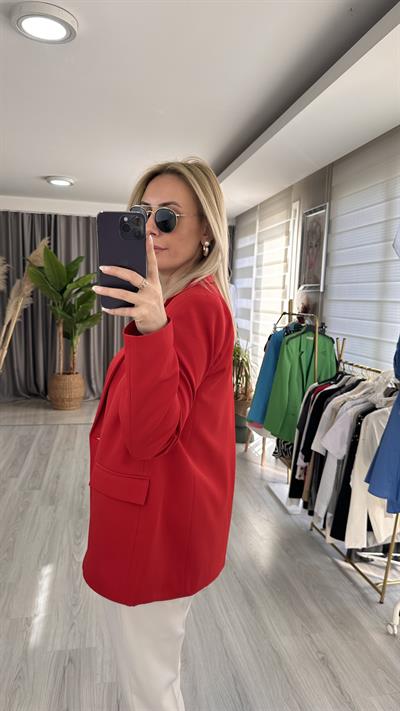 PREMİUM SERİ TEK DÜĞMELİ KIRMIZI CEKET 