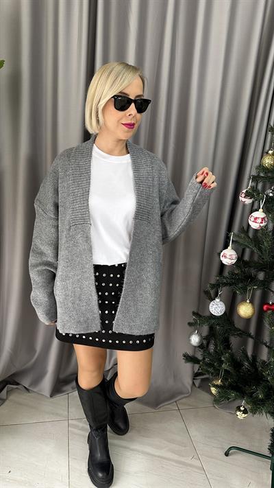 ŞAL YAKA CEP DETAY GRİ HIRKA