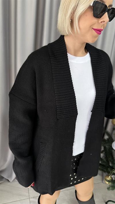 ŞAL YAKA CEP DETAY SİYAH HIRKA