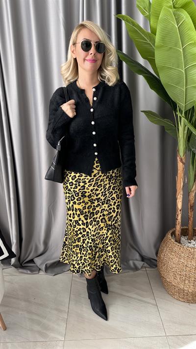 SARI LEOPAR DESENLİ ETEK