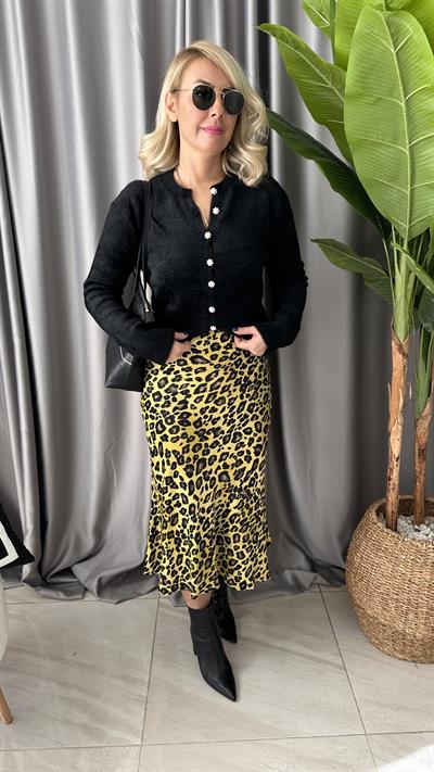 SARI LEOPAR DESENLİ ETEK