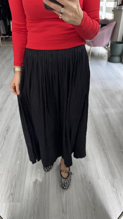 Saten Krinkıl Siyah Etek