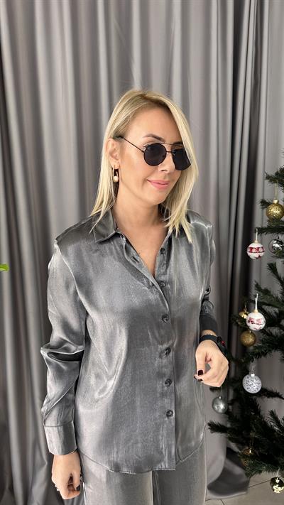SATEN PARLAK FÜME GÖMLEK