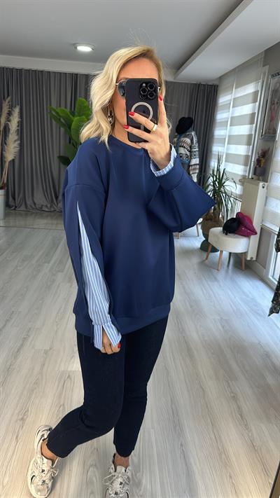 SCUBA KUMAŞ, TASARIM LACİVERT SWEATSHİRT