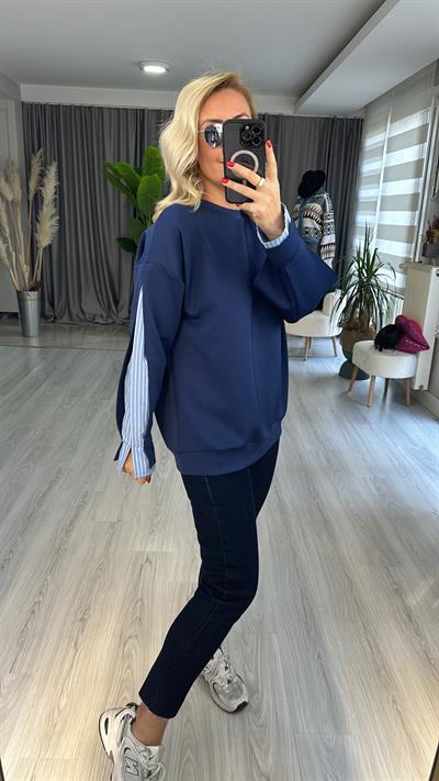 SCUBA KUMAŞ, TASARIM LACİVERT SWEATSHİRT