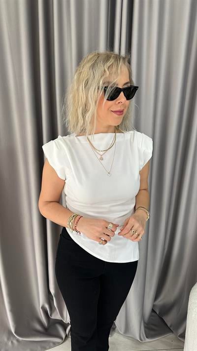 Scuba Vatkalı Beyaz Bluz