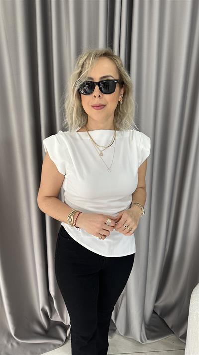 Scuba Vatkalı Beyaz Bluz