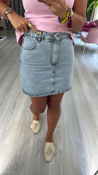 Şehir Boy Açık Mavi Jean Etek