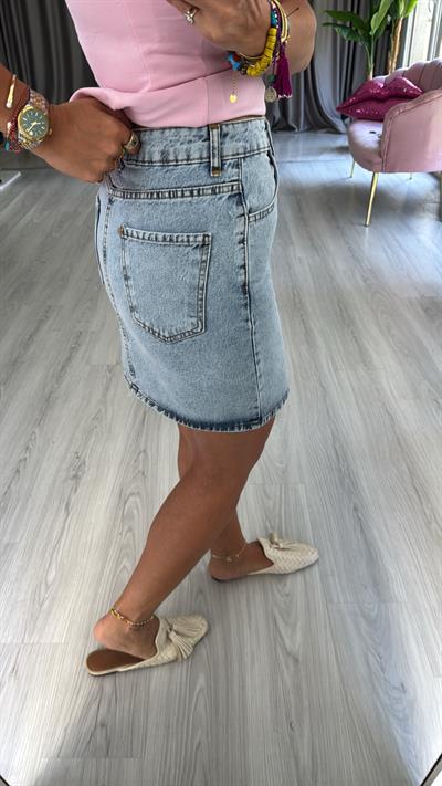 Şehir Boy Açık Mavi Jean Etek