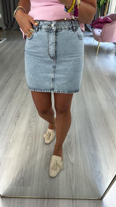 Şehir Boy Açık Mavi Jean Etek