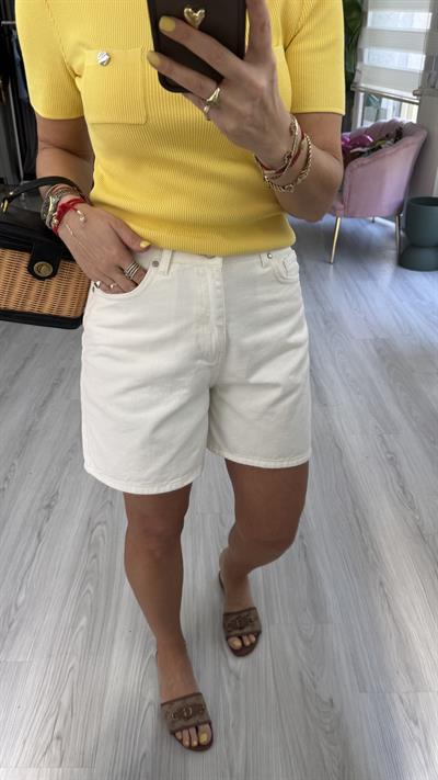 Şehir Boy Ekru Jean Şort