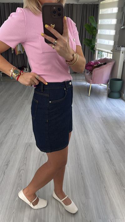 Şehir Boy Lacivert Jean Şort