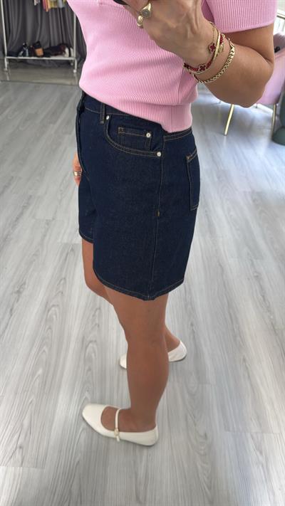 Şehir Boy Lacivert Jean Şort