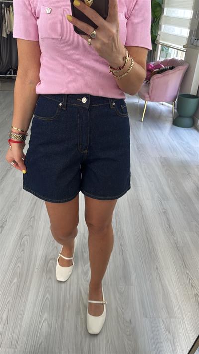 Şehir Boy Lacivert Jean Şort